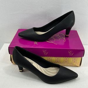 Easy Street Pointed Pumps- Black Snake w/ Heel Rand- Size 8 M- NIB
